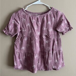 Cat & Jack Girls Purple Butterfly Print Top, Size Large 10-12